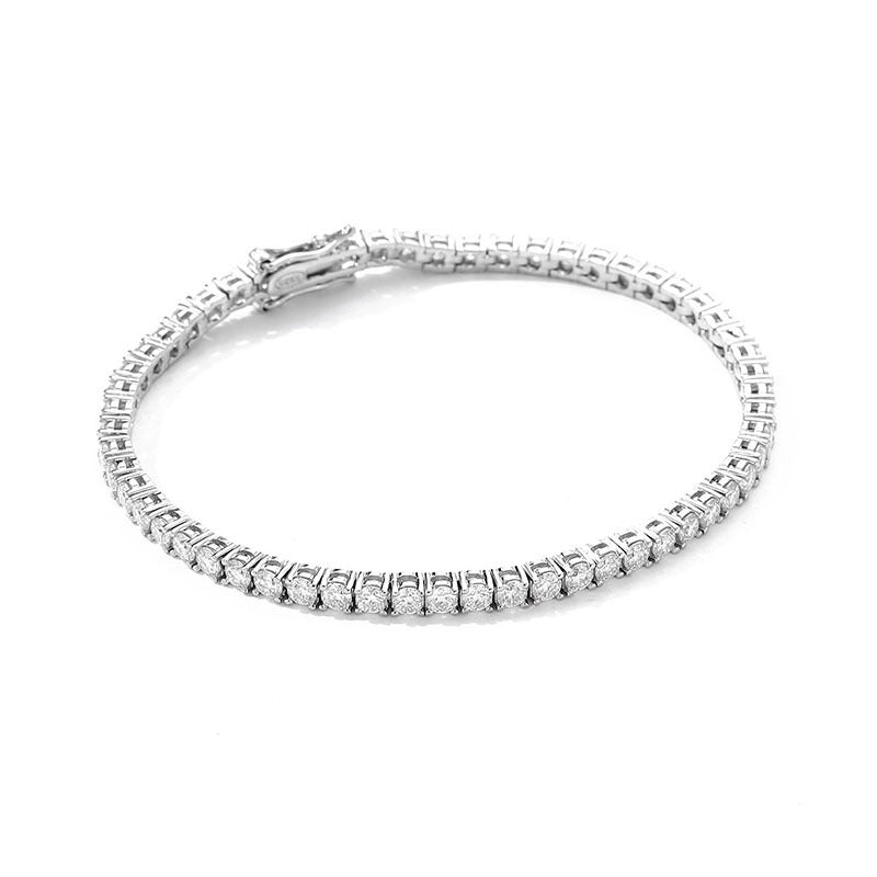 Riviera Bracelet with Tennis Chain and 10-Point Moissanite – S925 Sterling Silver