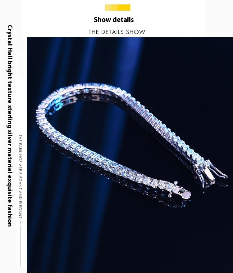Riviera Bracelet with Tennis Chain and 10-Point Moissanite – S925 Sterling Silver