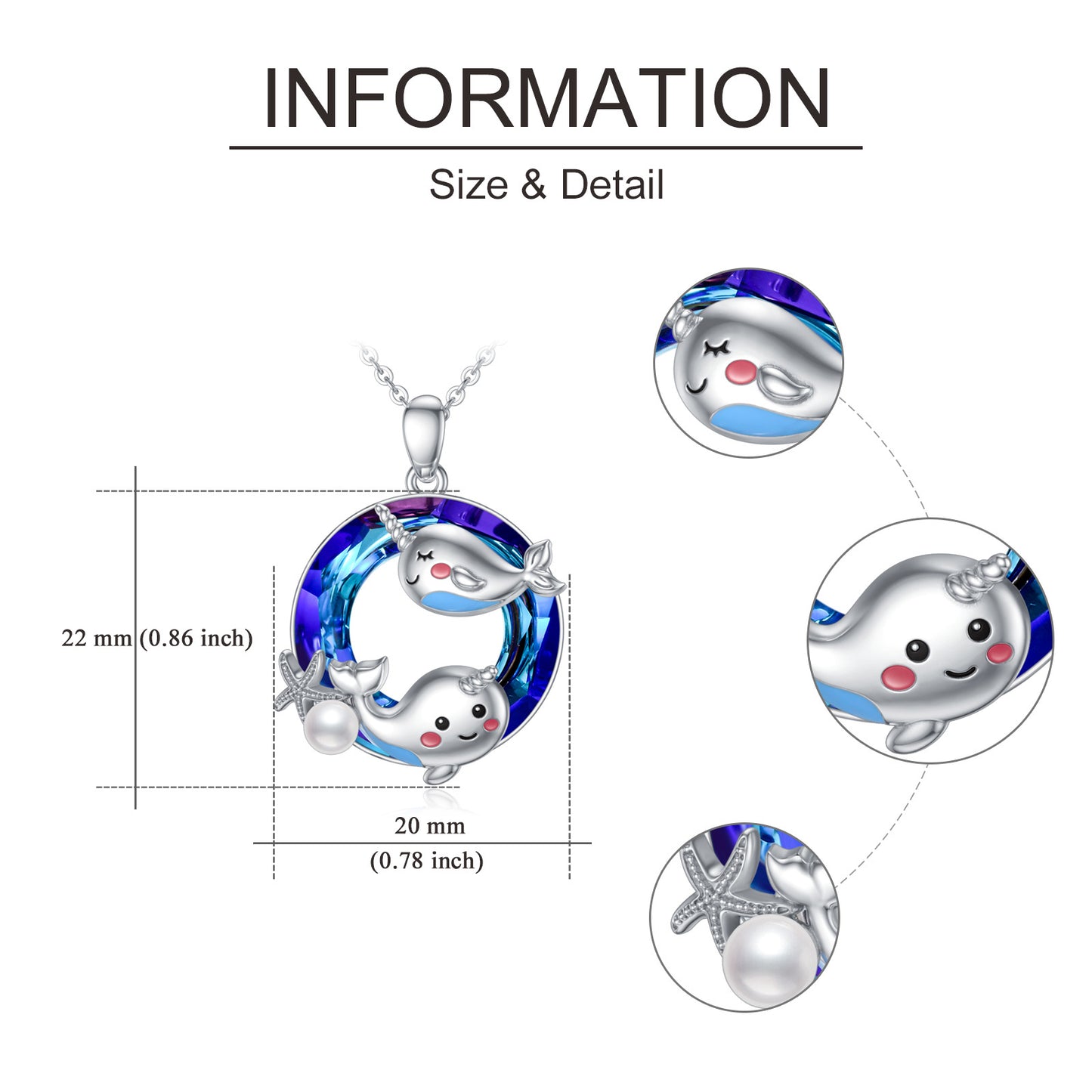 Narwhal Necklace in 925 Silver – "Unicorn of the Sea" – Elegant Jewelry and Special Gift