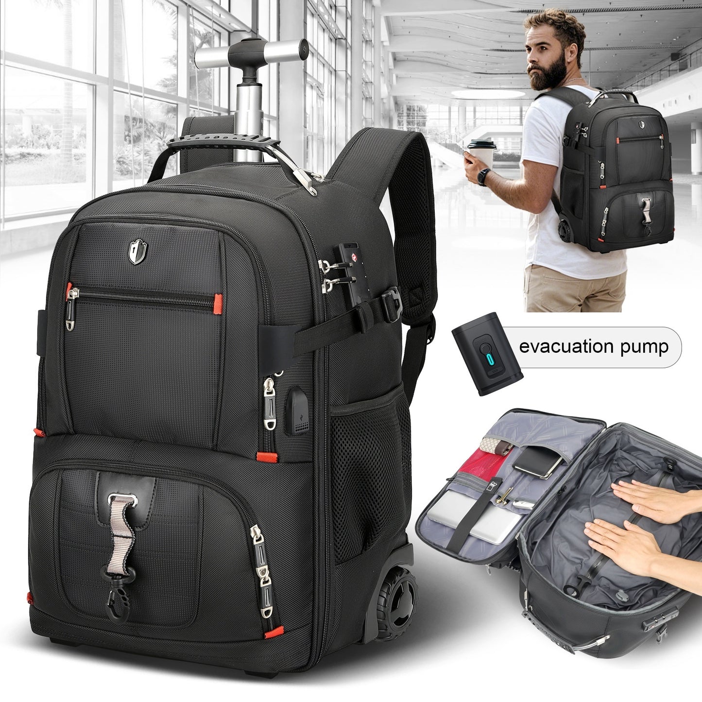 Swicky Trolley Backpack – High Quality, Large Capacity, Ideal for Travel and Boarding