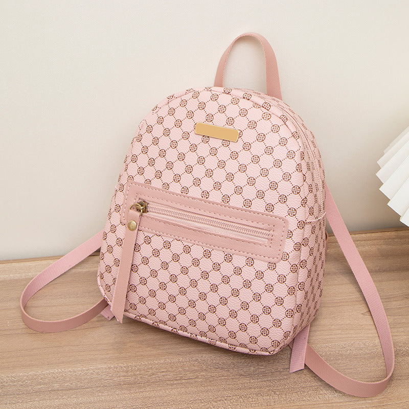 Women's Casual Backpack – Dotted Print with Sequin Details