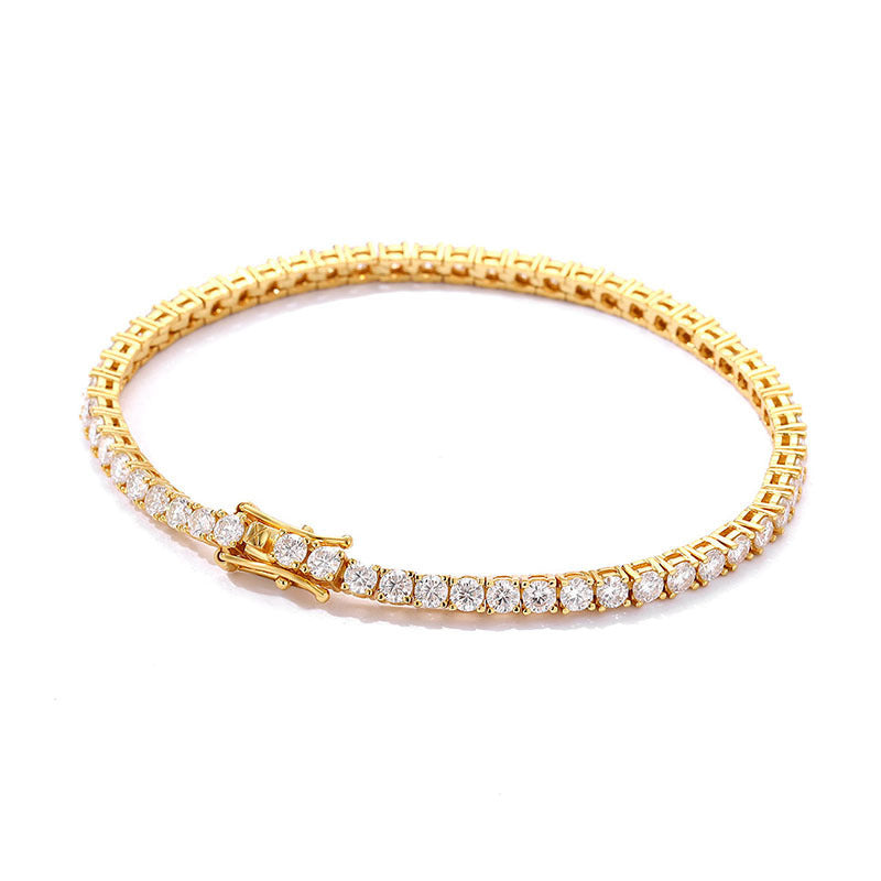 Riviera Bracelet with Tennis Chain and 10-Point Moissanite – S925 Sterling Silver