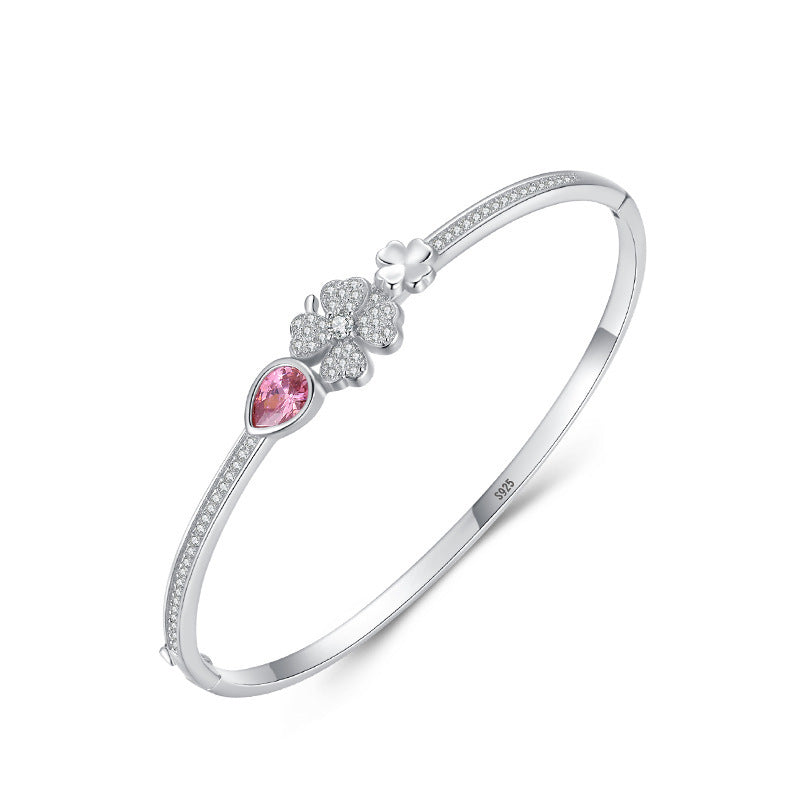 Pulsera de trébol en plata S925: estilo coreano para mujer