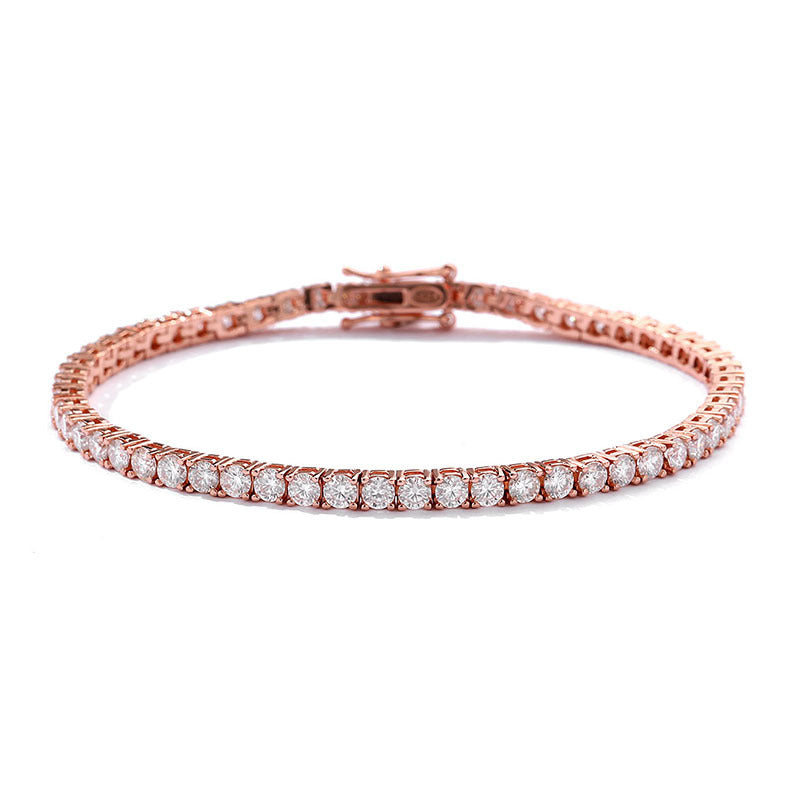 Riviera Bracelet with Tennis Chain and 10-Point Moissanite – S925 Sterling Silver