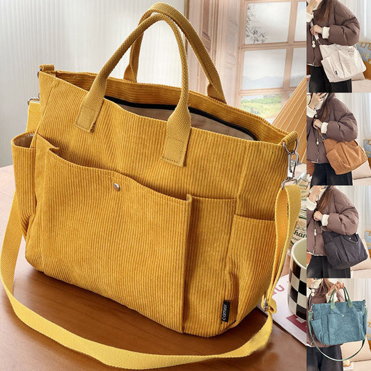 Bolso de hombro de pana gruesa: estilo sencillo, versátil e informal: bolso de mano para estudiantes y ocio