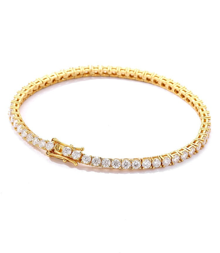 Riviera Bracelet with Tennis Chain and 10-Point Moissanite – S925 Sterling Silver